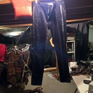 LOFT Black Velvet  Pants With Black Strips On Each Side